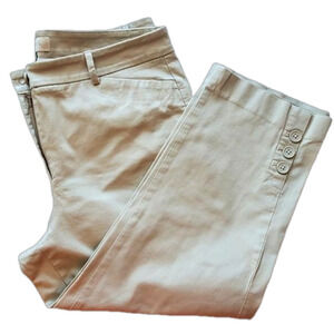 Talbots Khaki/Cream Capris Size 10 Button Detail on pant legs 26" inseam